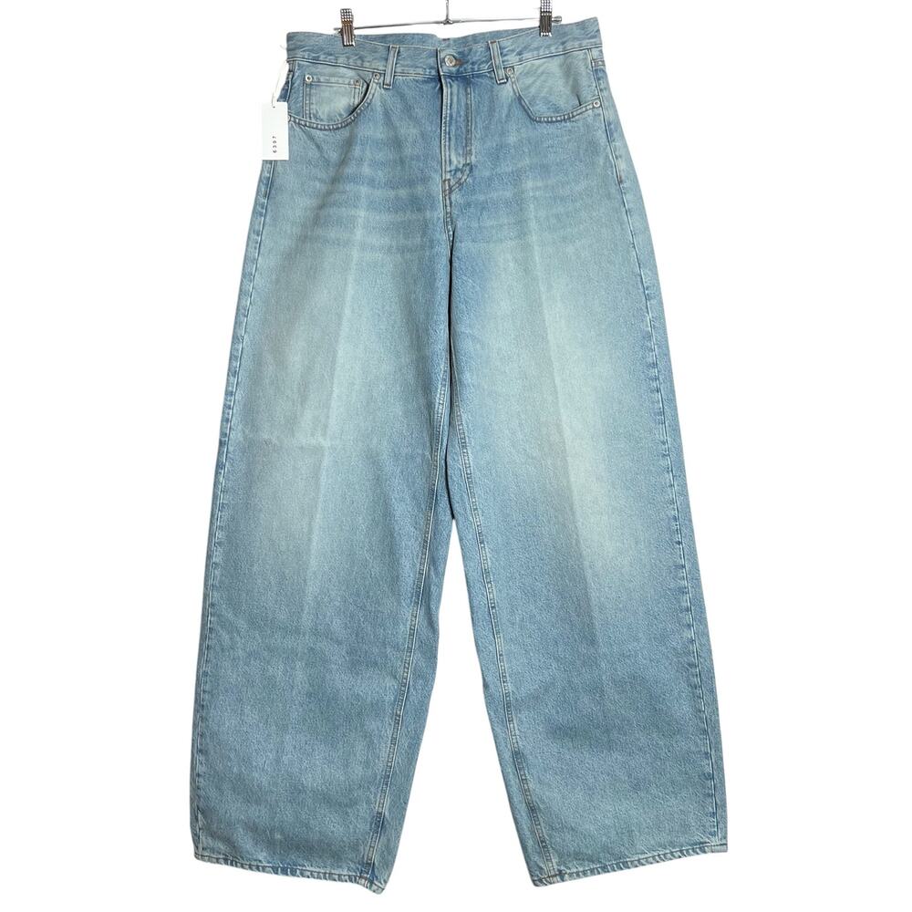 6397 Roomy Jeans NP343 SIZE 31 Light Ash Blue Wide Leg 100% Cotton Italy NWT